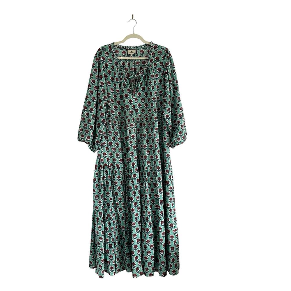 Tuckernuck Salty Paloma Caftan Tulip print Maxi Dress XXL Resort wear boho chic - Picture 2 of 13